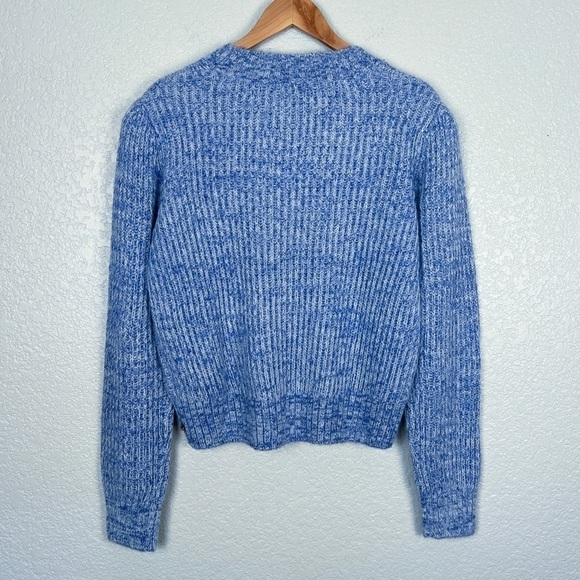 Scotch & Soda Alpaca Blend EUC Loose-Knit Puff Shoulder Heather Blue Sweater L - Picture 4 of 12